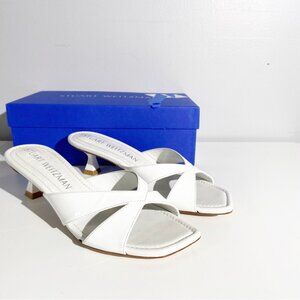 NWT STUART WEITZMAN Miami Xcurve 50 Slide in White